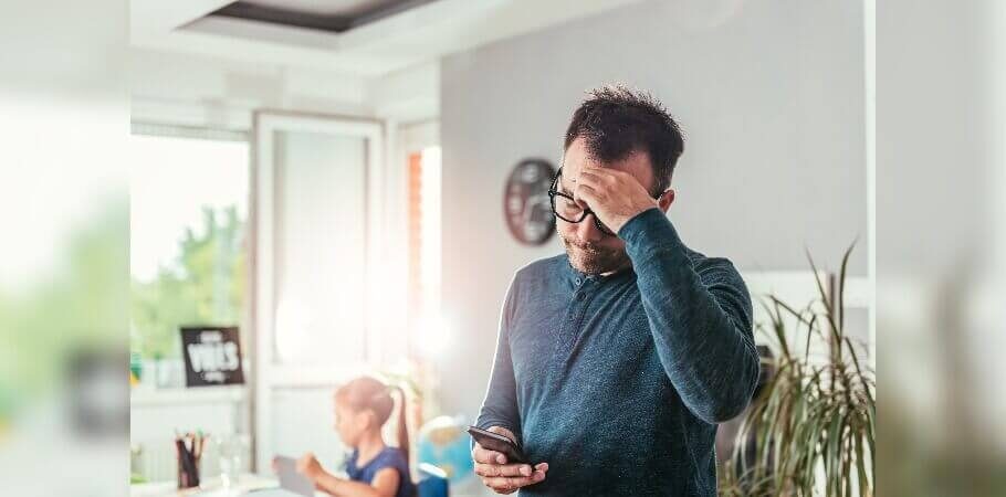 Father looking concerned