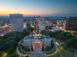 Columbia, South Carolina city skyline at dusk